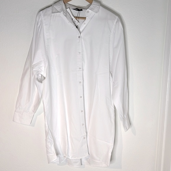 NWT Stradivarius white button up shirt dress size small - Picture 2 of 3